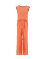 2023 summer Europe and the United States and the United States cotton and linen undershirt pajamas sleeveless loose pants two-piece set of fashion outside the ladies home wear