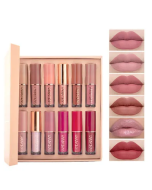 HANDAIYAN 12 Color Book Lip Gloss Set Matte Shimmer Non-Sticky Cup Lip Glaze Lipstick