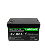 LANPWR 12V 100Ah LiFePO4 Lithium Battery Pack Backup Power, 1280Wh Energy, 4000+ Deep Cycles, Built-in 100A BMS, 24.25lb light weight, Support in Series/Parallel, Perfect for Replacing Most of Backup Power, RV, Boats, Solar, Trolling motor, Off-Grid