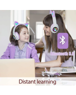 Lucky Cat Cute Girls Colorful Lighting LED Wireless Cat Ear Headphones Tws BT Headset