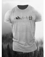 Mountain Print Cozy Casual Men's Outdoor T-Shirt