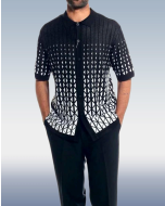 Short Sleeve Set in Black Criss Cross Walking Suit