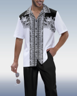 Black Embroidered Print Design 2-Piece Walking Set