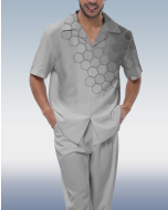 Suitmens Geometric Short Sleeve Walking Shirt for Men