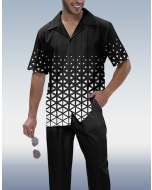 Short Sleeve Walking Suit with Black Cross Design
