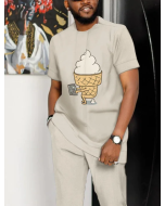 Suitmens Men's Fun Ice Cream Short Sleeve Athletic Walking Suit -239