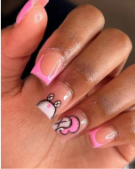 Upgrade Your Look With 24pcs Short Square Cartoon Snail Print Full Cover Fake Nail Kit