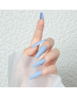 Blue Nail Long Square Blue Matte Finish Acrylic Nail
