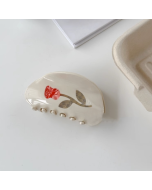 Superior design sense heavy cream rose temperament shark clip patchwork design back of the head plate hair grab clip female
