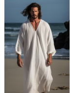 White Men Linen  Solid Long Caftan