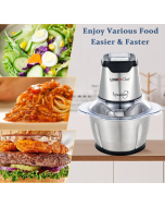 LINKChef Food Chopper, 5 Cup Food Processor Mini Electric, 250W Meat Grinder with 4 Bi-Level Blades, Small Stainless Steel Mincer for Kitchen, Vegetable, Onion, Garlic, Salad, Baby Food, Fruit, Nuts