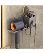 Suitable for Dyson hair dryer wall mounted rack no-punch bathroom shelf organizer, style: upgraded gunmetal gray