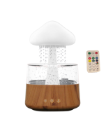 450ml Raining Humidifier Mushroom Cloud Colorful Night Light Aromatherapy Diffuser, Style: Without Shaker (Light Wood Grain)