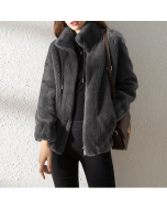 Padded Coat Stand-collar Double-faced Fleece Jacket