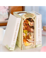 Robotime Rolife Falling Sakura Book Nook with Lights Easy Assemble Home Decoration Booknook Best Gifts for Family Children TGB05