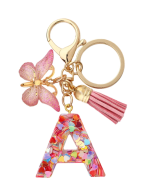 Initial Letter Keychains Alphabet Letter Keychain Pink Tassel Butterfly Key Ring