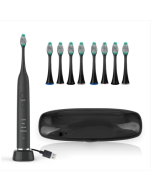 Adult electric Sonic toothbrush USB charging with 8 brush heads (black)