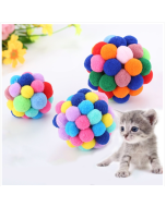3 colorful handmade bell elastic ball pet toys