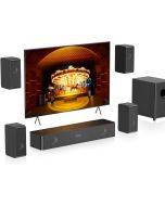 Hiwill-Audio N512,5.1.2CH Soundbar for TV Devices,4 Surround Speakers,400 W Peak Power,Home Cinema Virtual Surround Sound System Sound Bar with 5.25 Inch Subwoofer,ARC/Optical/BT 5.3/AUX/USB