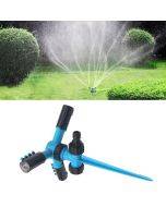 Automatic 360 degree rotation lawn sprinkler with ground mounted large three pronged sprinkler, series pin type sprinkler