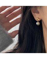 Elegant Women's Light Luxury Pearl Double Layer Earrings with Diamond Earrings, Specification: EH1667 One Pair