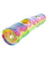 Ring Paper Double Layer Foldable Cat Tunnel Pet Toy(Rainbow)