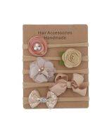 5 in 1 Children Flower Bowknot Headband Hair Accessories(Khaki)