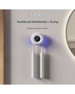 smartPal Toothbrush Sanitizer Smart UV Sterilizer Dryer and Rinse Cup Holder No-Drill Wall-Mounted Rack