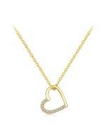 SCN347-C Pure Silver S925 Zircon Simple and Fashionable Hollow Heart Necklace