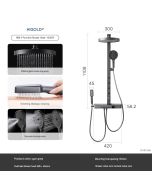 HIGOLD Shower Set with Pressurized Spray Gun – All-Copper Waterway, Digital Display, SPA Massage Back Jets, and Home Bathroom Showerhead