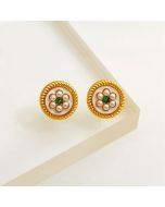 S925 Vintage geometric round pearl stud earrings