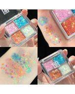 Stage makeup eyeshadow glitter gel glue-free glitter disc bright crystal eye makeup show out cosmetics four colors