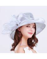 Women's outdoor sun hat anti-UV spring and summer beach hat organza large brim mesh hat
