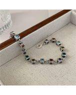 S925 Sterling silver color Rubik's Cube patchwork vintage bracelet