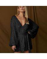 Lantern long-sleeved drape dress