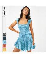 women's summer suspender pleated short skirts bohemian dresses