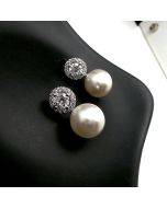 light luxury micro-encrusted zirconia pearl earrings niche ins sweet temperament earrings delicate small earrings