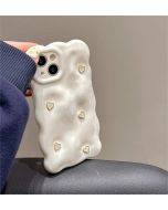 Pearl white three-dimensional love for iPhone 14promax13 12 11 phone case niche girls