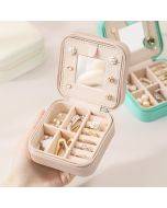 Personalized Logo Leather Ring Boite De Bijoux Travel Ring Necklace Earring Mirror Jewellery Packing Boxes With Custom Logo