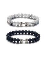 Dumbbell stone frosted bracelet Gym Bracelet