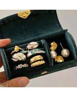 Custom Logo Travel Petite Multi-Function Jewelry Case Travel Minimal Jewelry Organizer Case Compact Velvet Travel Jewelry Box