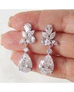 Wedding Jewelry, Sweet Pear-shaped Drop Zircon Earrings, Wedding Dinner Bridal Earrings