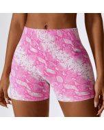 Zechuang European and American digital printing seamless yoga shorts belly control fitness pants women's hip-lifting high-waist sports shorts 7346