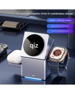 Aresh three-in-one wireless charger Qi2 suitable for Apple 16magsafe mobile phone iphone15 magnetic fast charging watch applewatch bracket iwatch base airpods headphones