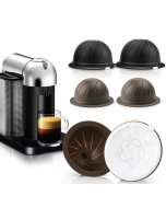 ICafilas Coffee Capsule Shell For Nespresso Vertuo Plus ENV 135/Vertuo ENV 150/BNV450WHT1BUC1, Color: Black+Brown+100 Aluminum Foil