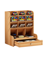Dounan Organizador De Mesa De Madeira,Organizador De Mesa De Madeira, Caixa De Armazenamento De Porta-Canetas Multifuncional Organizador De Armazenamento Fixo De Mesa Com Gaveta Para Escola De Escritó