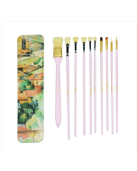 10pcs/set Fine art pig bristle fishtail gouache brushes with iron box