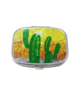 2 PCS Y10336 Two-Compartment Metal Portable Pill Box(Cactus)