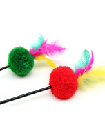 Long ball dribbling colorful feather cat stick (colors shipped randomly)