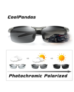 2023 Aluminum Rimless Photochromic Sunglasses Men Polarized Night Riding Glasses Chameleon Anti-Glare Gafas De Sol Hombre